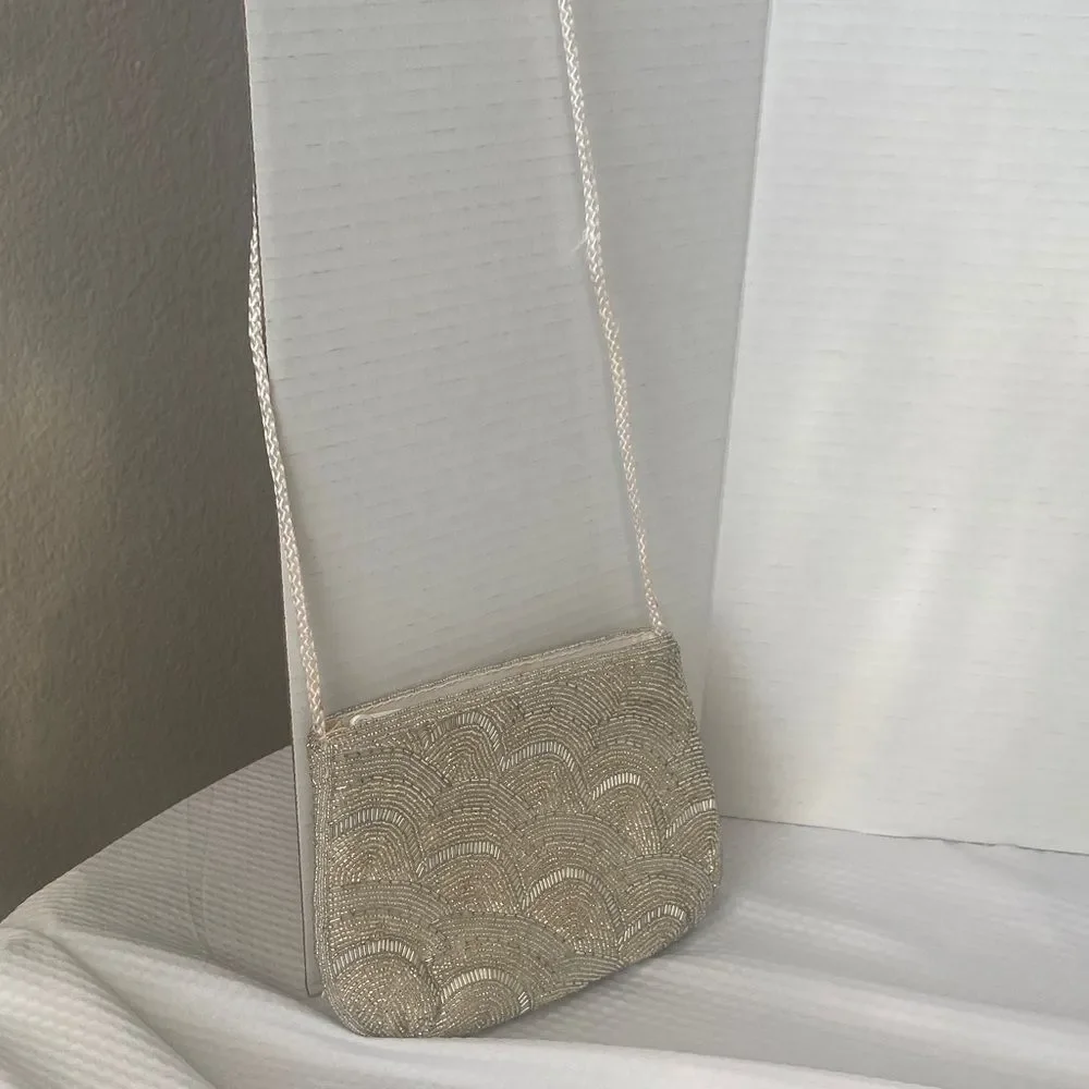 Partners TM Vintage Elegant Gold & Silver Scalloped Beaded Clutch or Crossbody